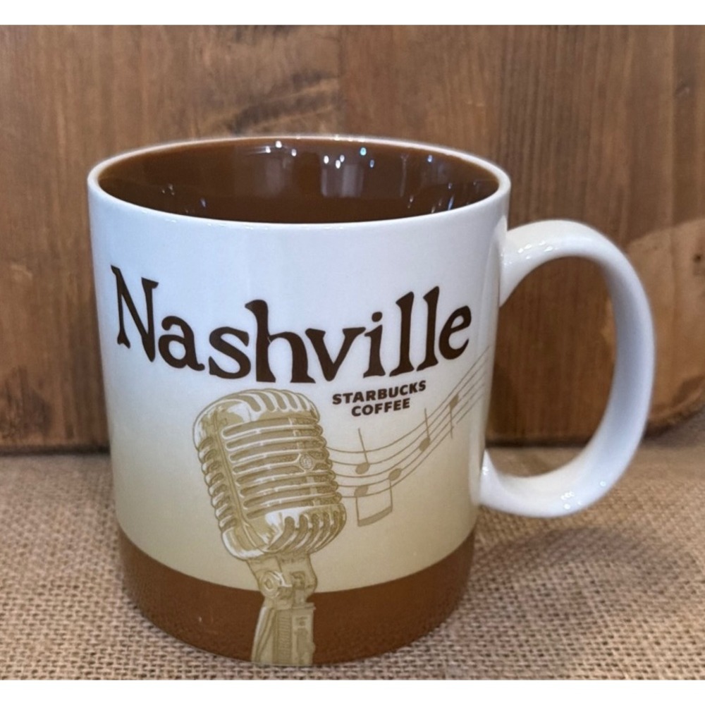 Starbucks Nashville Collector Series Mug 2010 Music City Microphone 16oz Brown‎